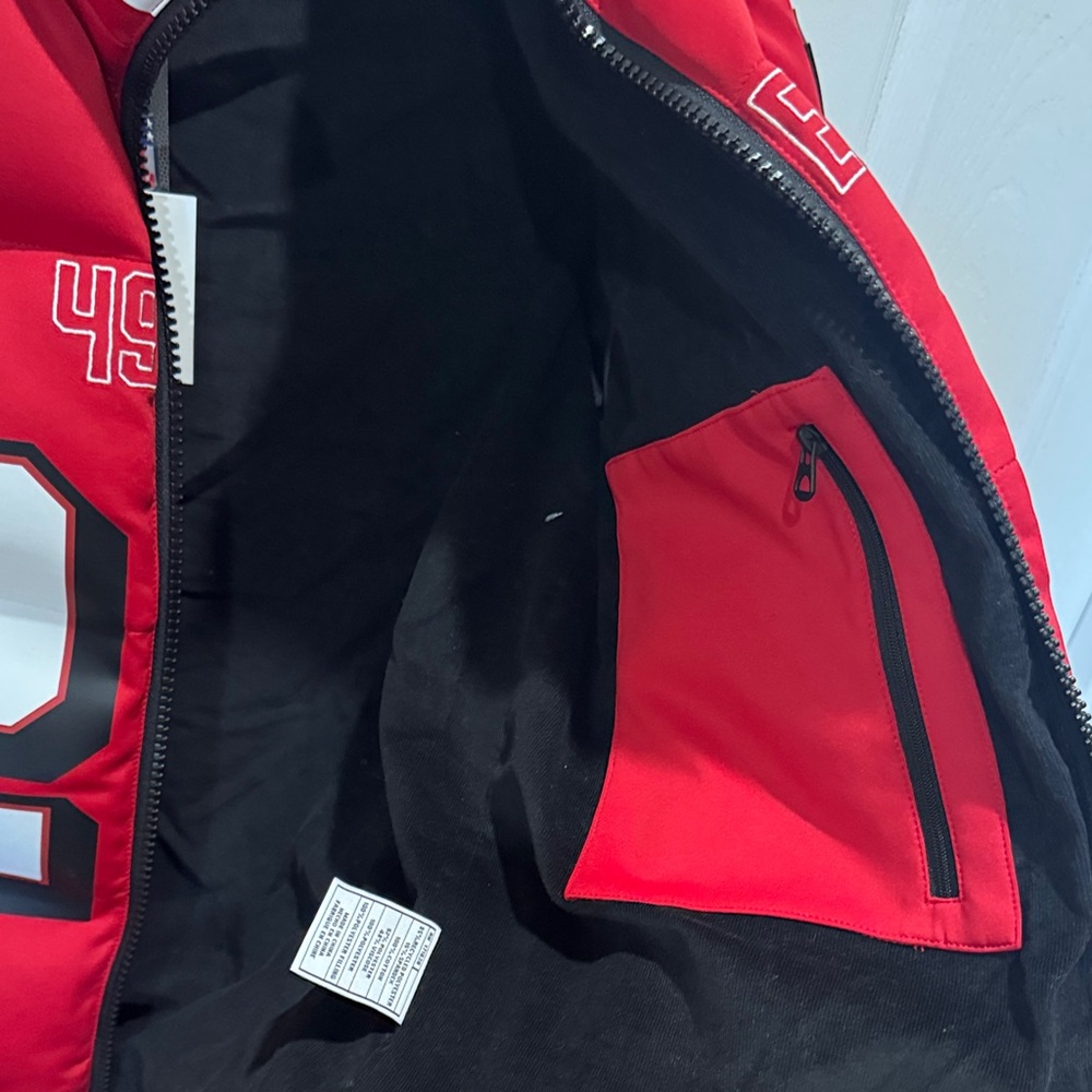 NWT Unisex Off Season McCaffrey Small San Francisco 49ers Red Jacket SOLD OUT - Picture 10 of 13